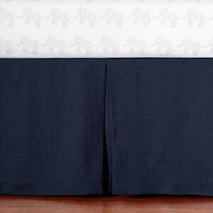 Pottery Barn Kids Belgian Flax Linen Crib Skirt, Navy Blue
